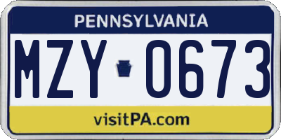 PA license plate MZY0673