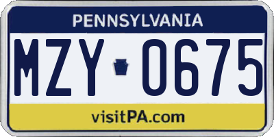 PA license plate MZY0675