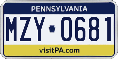 PA license plate MZY0681