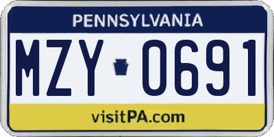 PA license plate MZY0691