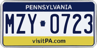 PA license plate MZY0723