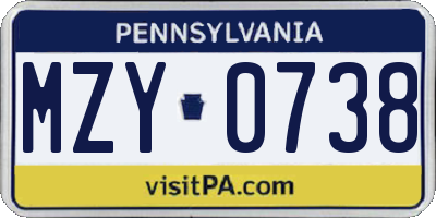 PA license plate MZY0738
