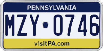 PA license plate MZY0746