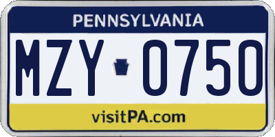 PA license plate MZY0750