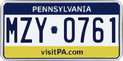 PA license plate MZY0761