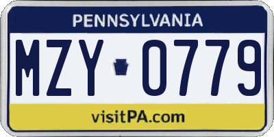 PA license plate MZY0779