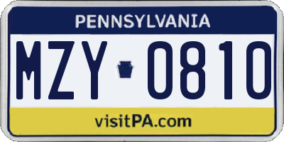 PA license plate MZY0810