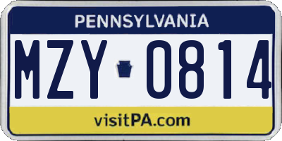 PA license plate MZY0814