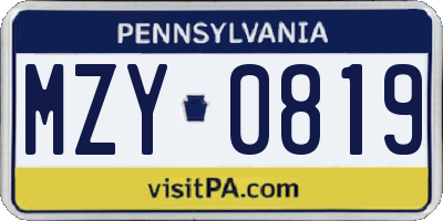 PA license plate MZY0819