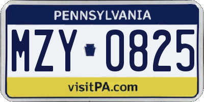 PA license plate MZY0825