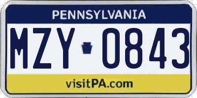 PA license plate MZY0843