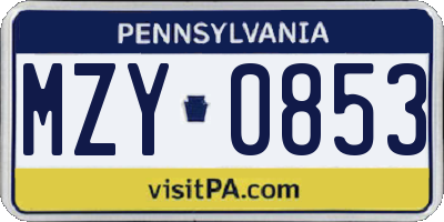 PA license plate MZY0853