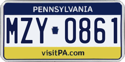 PA license plate MZY0861