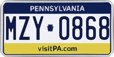 PA license plate MZY0868