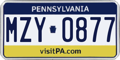 PA license plate MZY0877