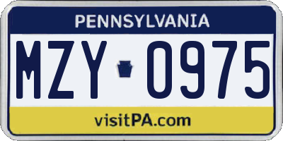PA license plate MZY0975