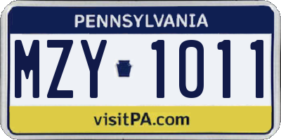PA license plate MZY1011