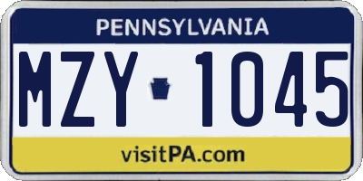 PA license plate MZY1045