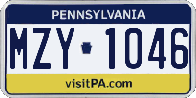 PA license plate MZY1046