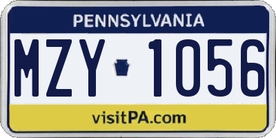 PA license plate MZY1056