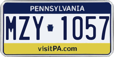 PA license plate MZY1057