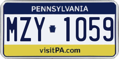 PA license plate MZY1059
