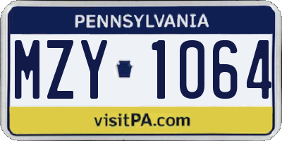 PA license plate MZY1064