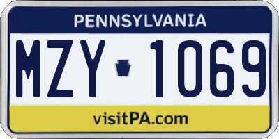 PA license plate MZY1069