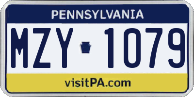 PA license plate MZY1079