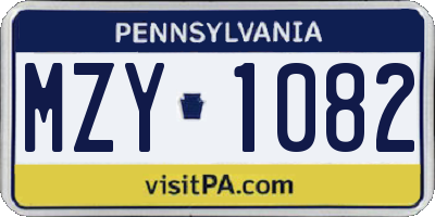 PA license plate MZY1082