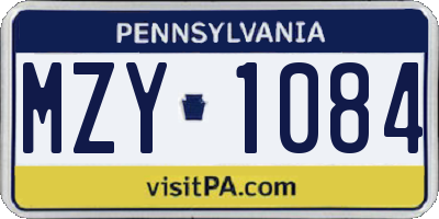 PA license plate MZY1084