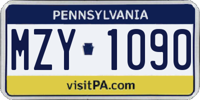 PA license plate MZY1090