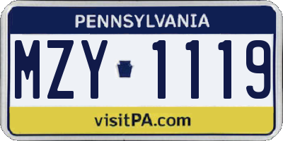 PA license plate MZY1119