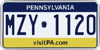 PA license plate MZY1120