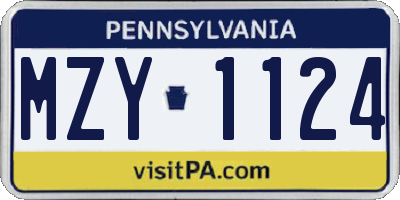 PA license plate MZY1124