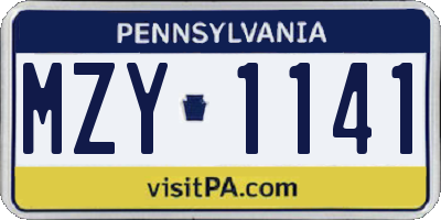 PA license plate MZY1141
