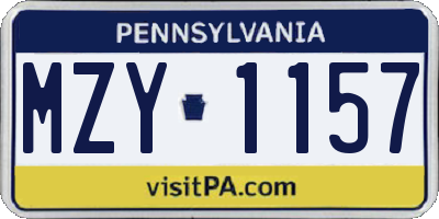 PA license plate MZY1157