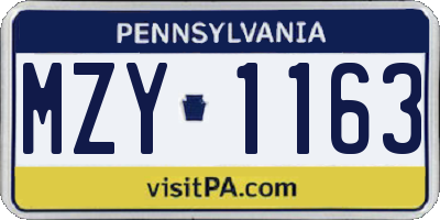 PA license plate MZY1163