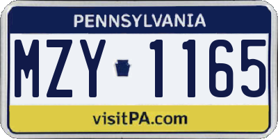 PA license plate MZY1165