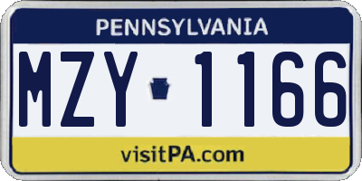 PA license plate MZY1166