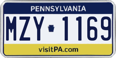PA license plate MZY1169