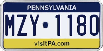 PA license plate MZY1180