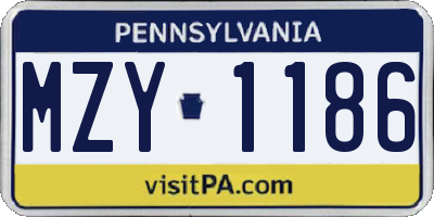 PA license plate MZY1186