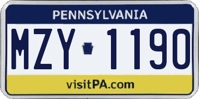 PA license plate MZY1190