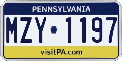 PA license plate MZY1197