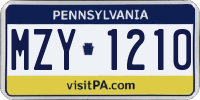 PA license plate MZY1210