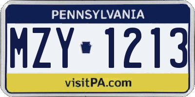 PA license plate MZY1213
