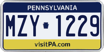 PA license plate MZY1229