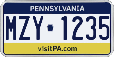 PA license plate MZY1235