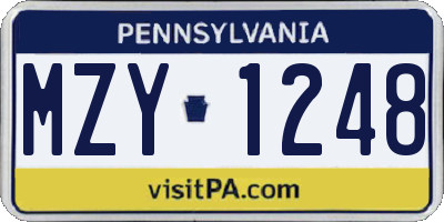 PA license plate MZY1248